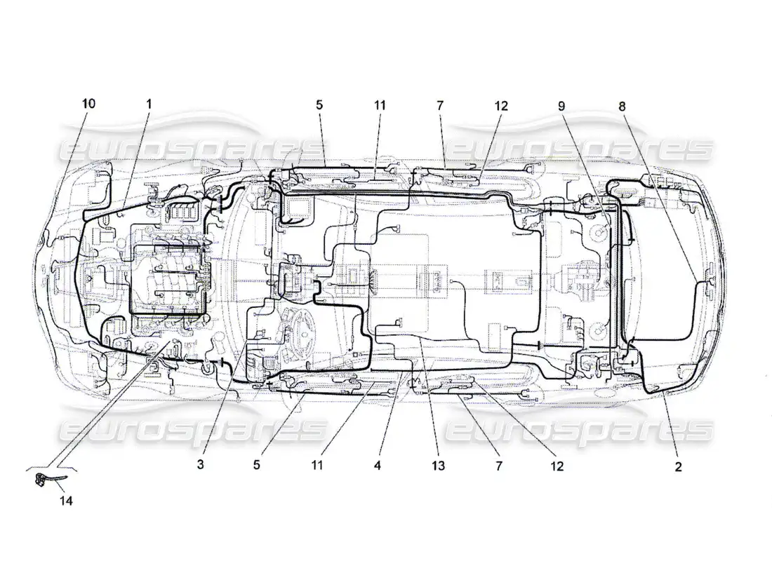 maserati qtp. (2010) 4.7 main wiring parts diagram