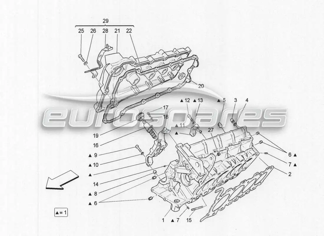 maserati grancabrio mc centenario cylinder head rh parts diagram