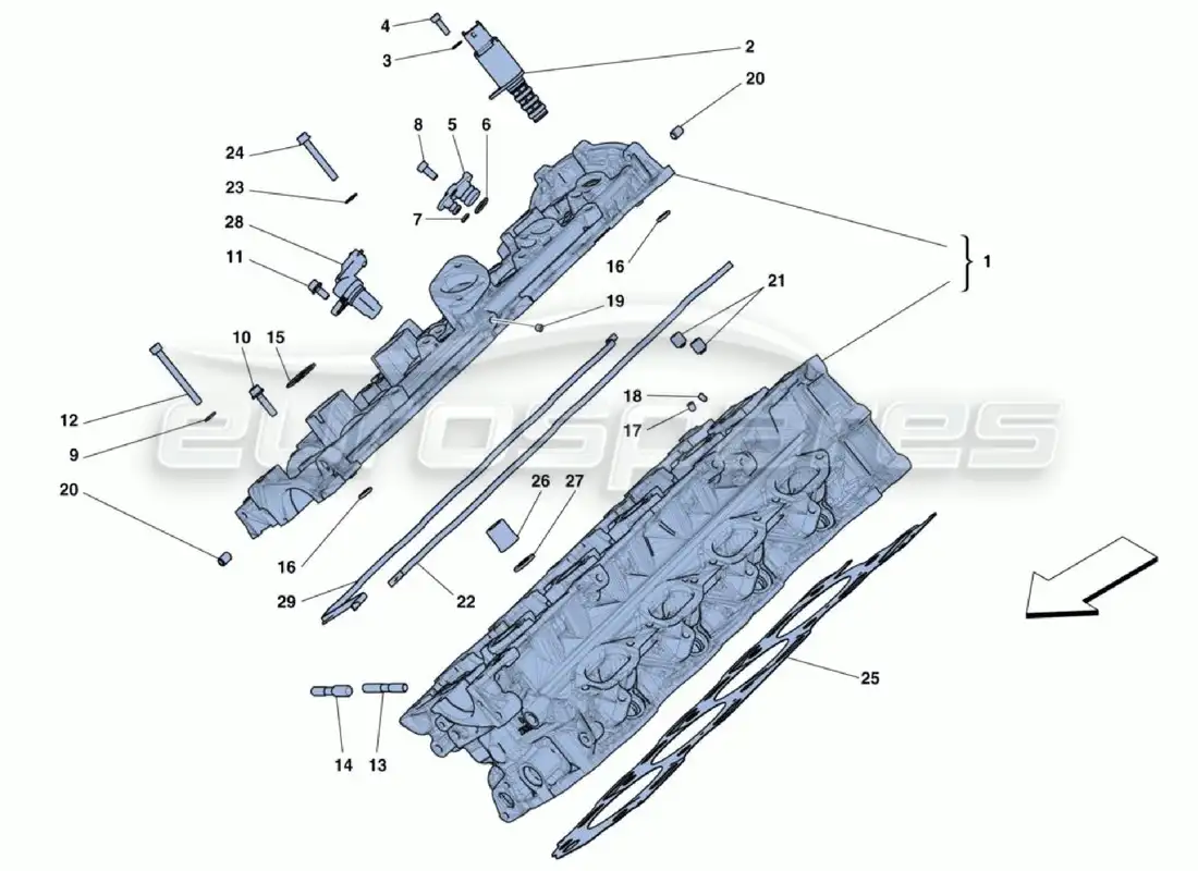 ferrari 488 challenge rh cylinder head parts diagram