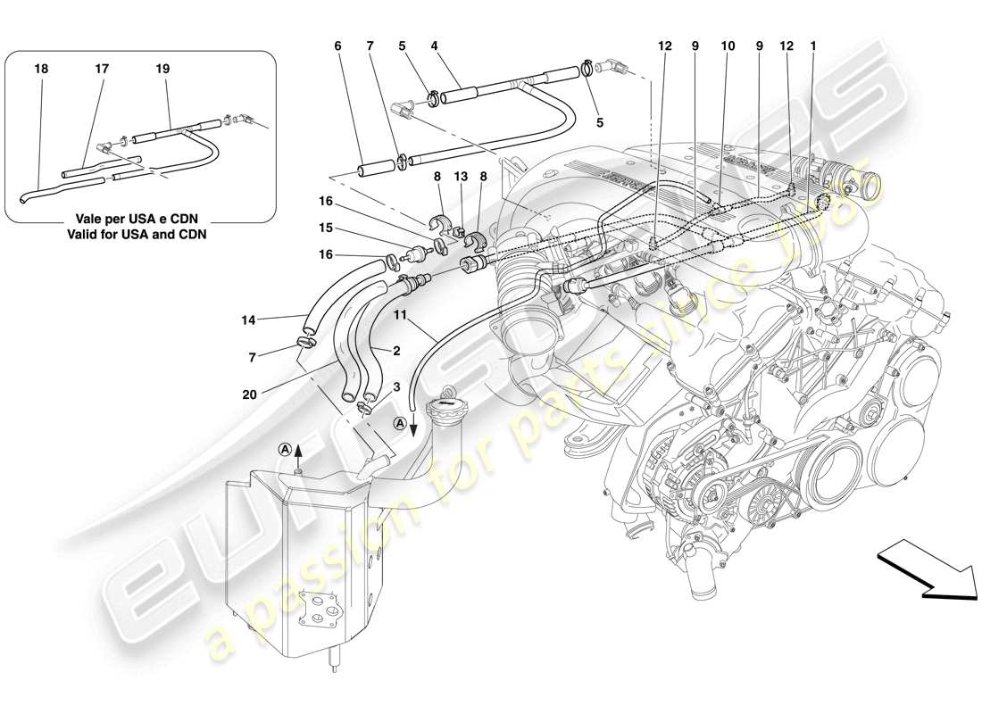 ferrari 599 sa aperta (usa) blow-by system parts diagram