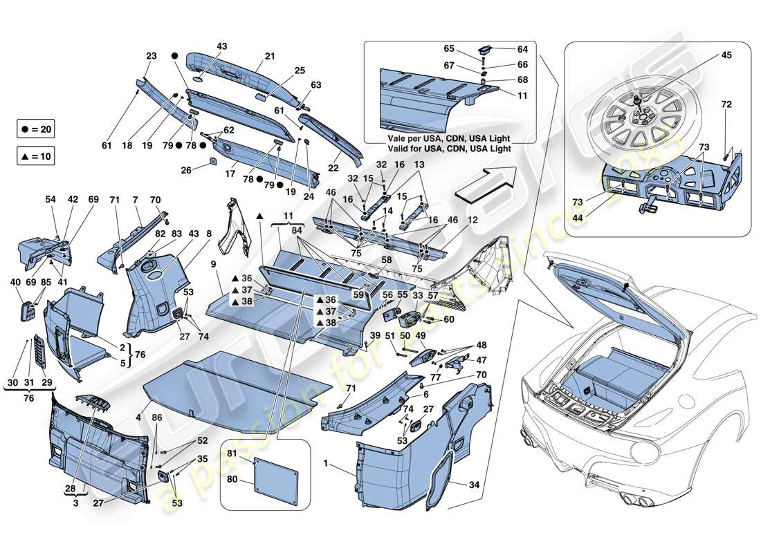 ferrari f12 berlinetta (europe) luggage compartment mats part diagram