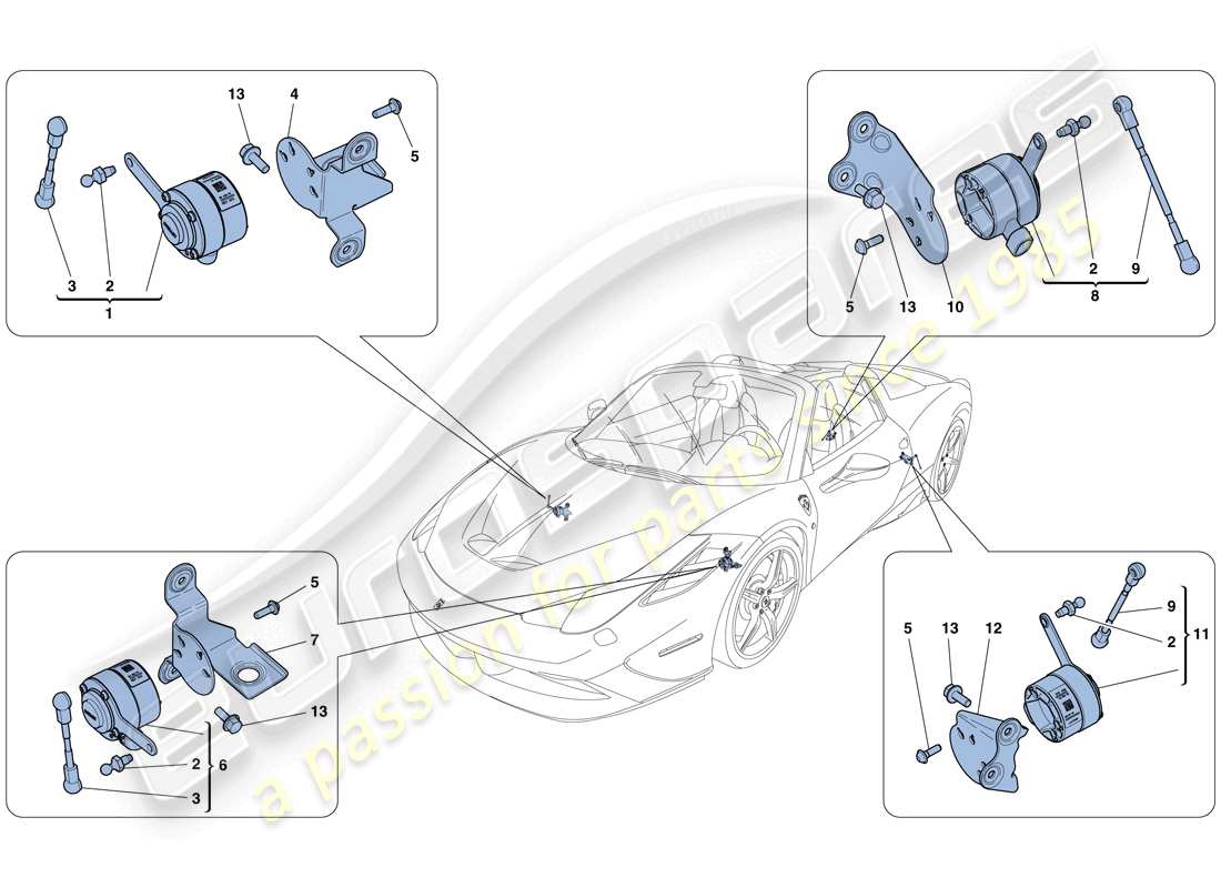 ferrari 458 speciale aperta (europe) electronic management (suspension) parts diagram