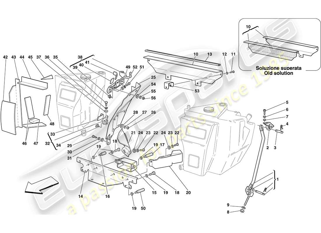 ferrari f430 coupe (usa) fuel tanks - fasteners and guards part diagram