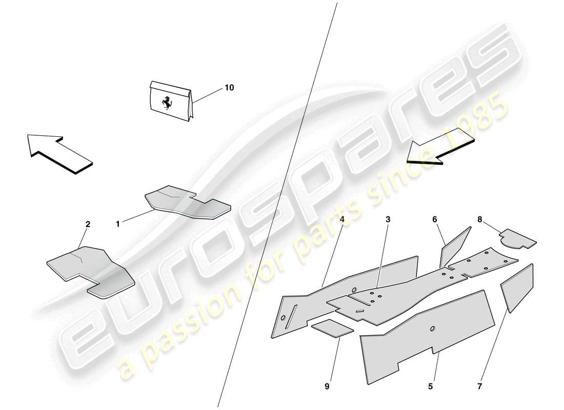 ferrari 599 gto (europe) passenger compartment insulation part diagram