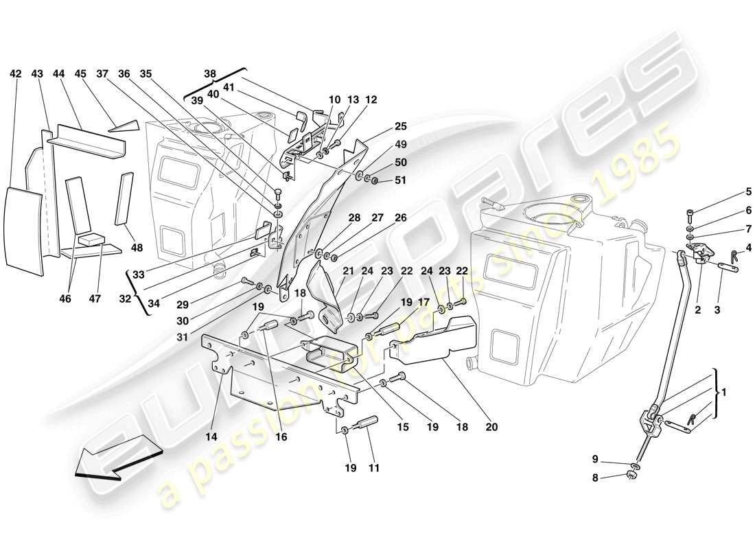 ferrari f430 spider (europe) fuel tanks - fasteners and guards part diagram