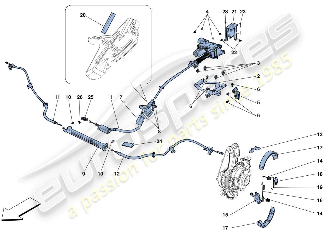 ferrari f12 berlinetta (usa) parking brake control parts diagram