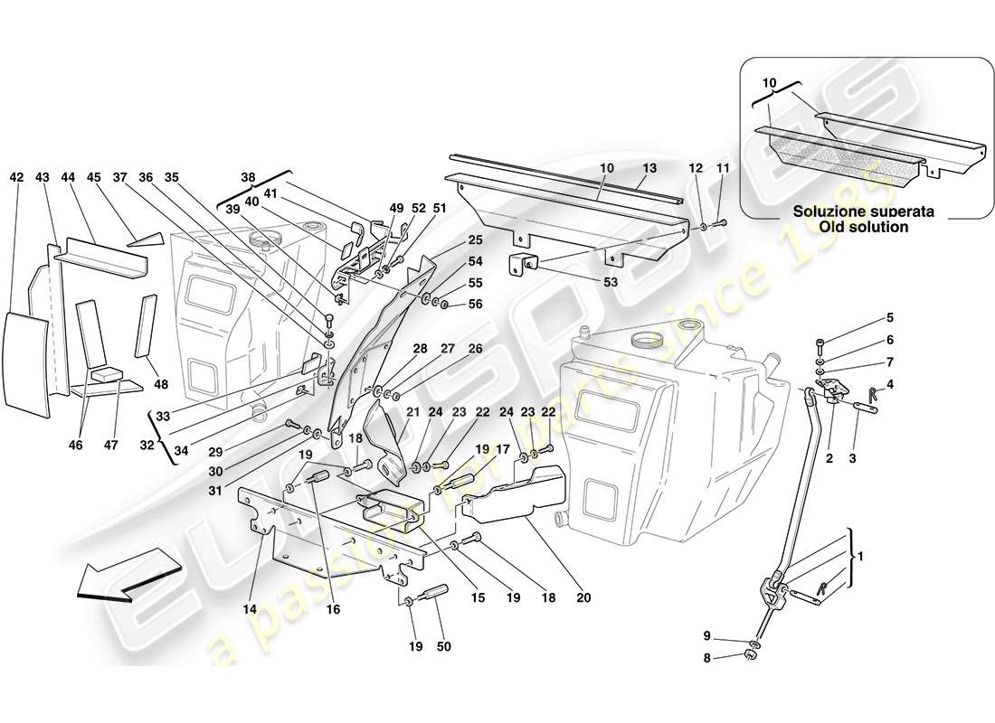 ferrari f430 coupe (europe) fuel tanks - fasteners and guards parts diagram