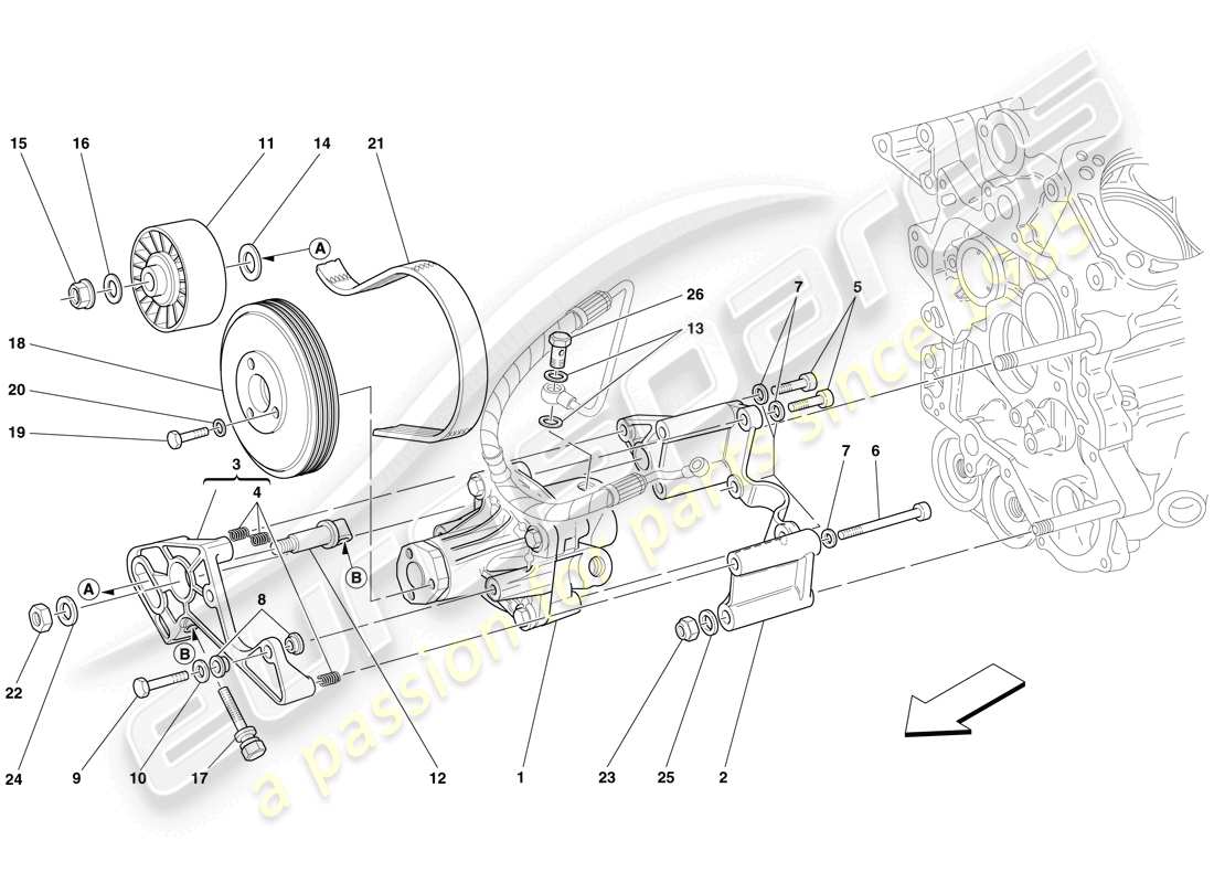 ferrari 612 scaglietti (rhd) power steering pump part diagram
