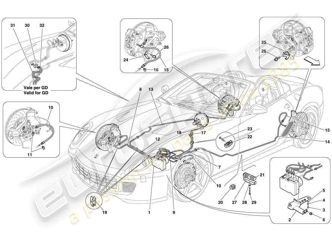 ferrari 599 sa aperta (europe) brake system part diagram