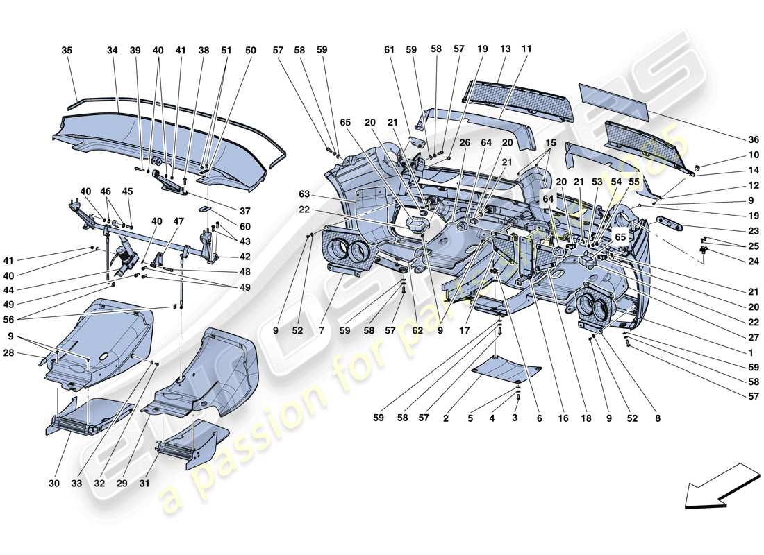 ferrari laferrari aperta (europe) rear bumper part diagram