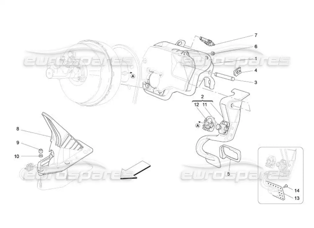 maserati qtp. (2005) 4.2 complete pedal board unit parts diagram