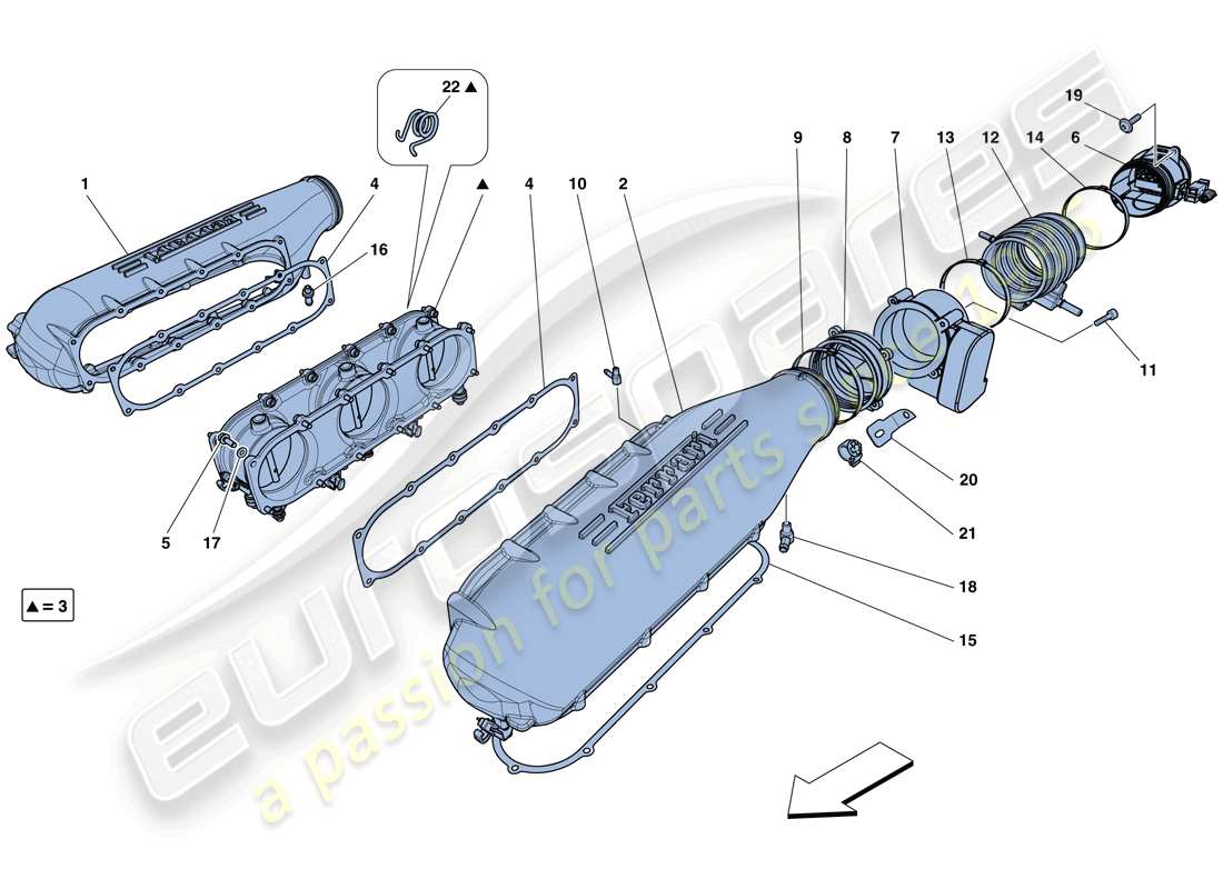 ferrari 458 speciale (rhd) intake manifold cover parts diagram