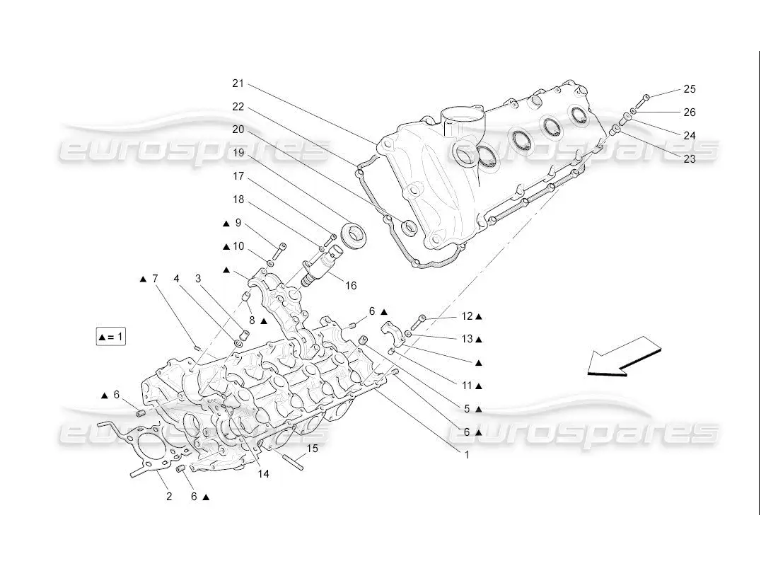 maserati qtp. (2007) 4.2 auto lh cylinder head parts diagram