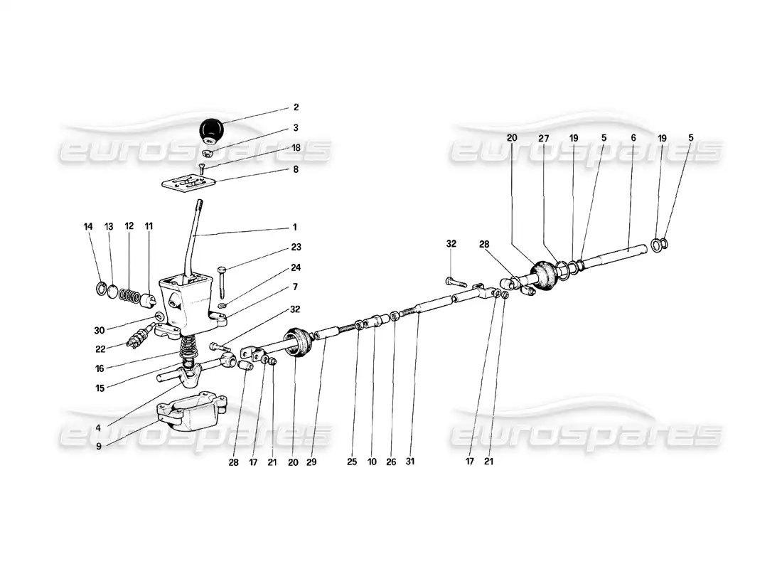 ferrari mondial 8 (1981) outside gearbox controls parts diagram