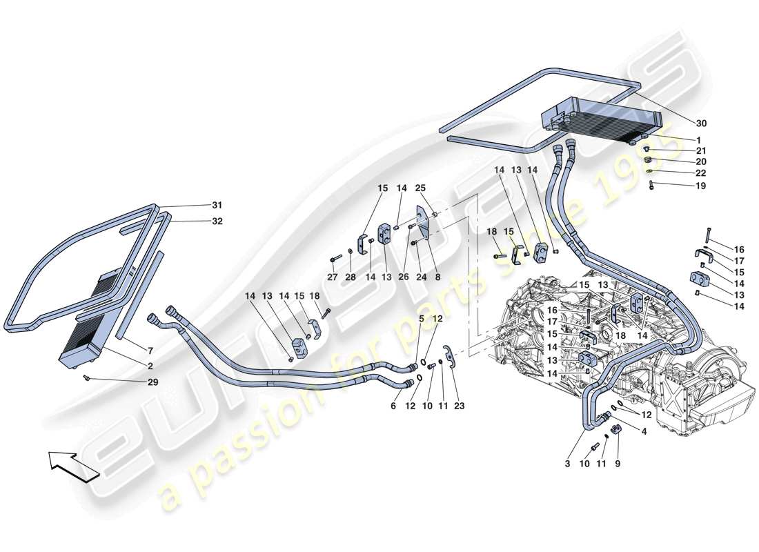 ferrari laferrari aperta (europe) gearbox oil cooling system part diagram