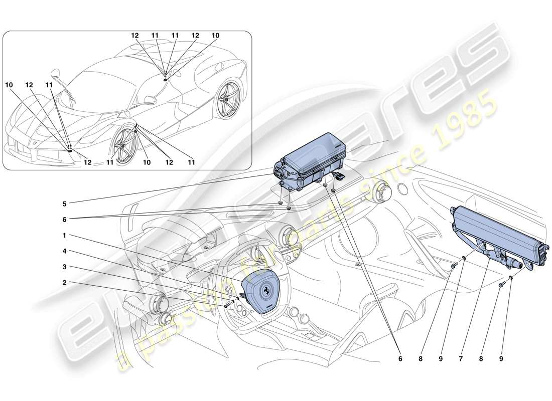 ferrari laferrari aperta (europe) airbags part diagram