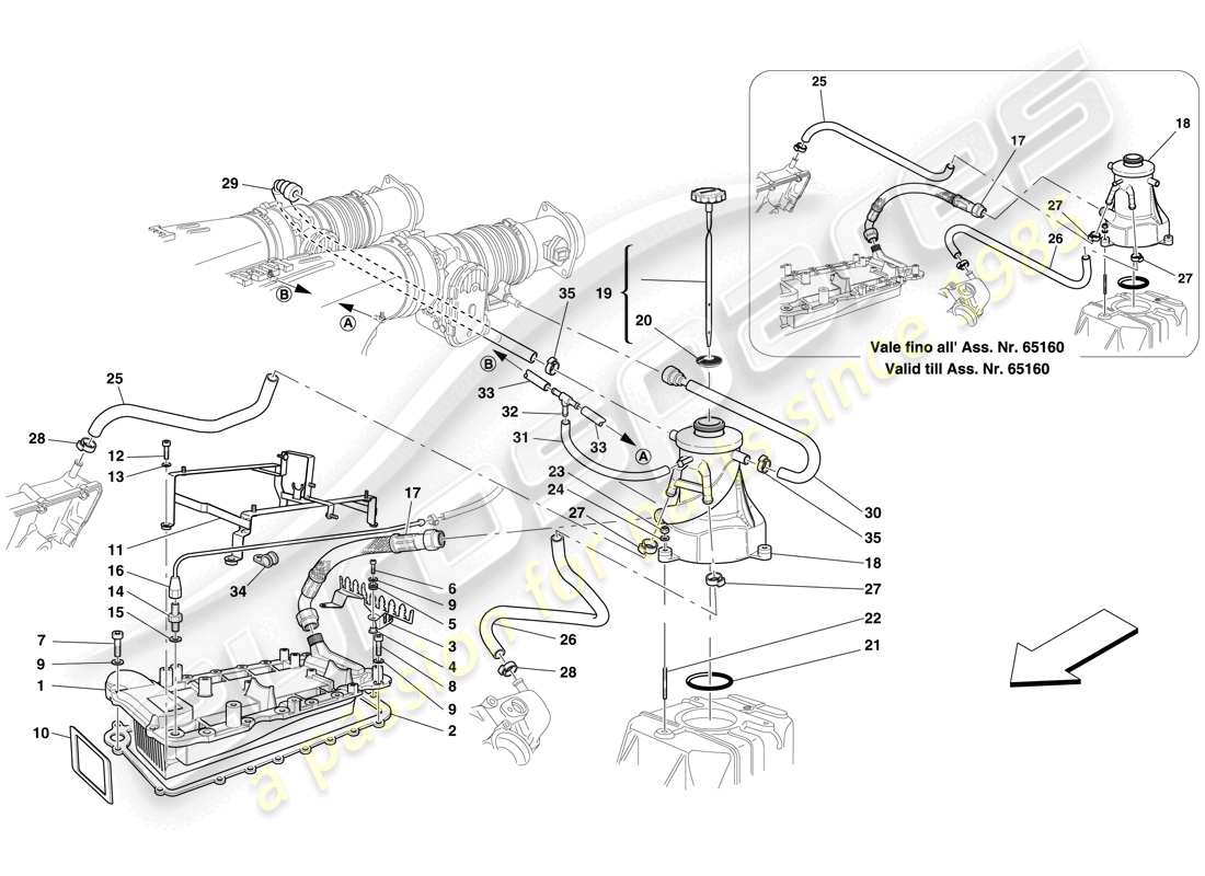 ferrari f430 spider (europe) lubrication system - tank - heat exchanger part diagram