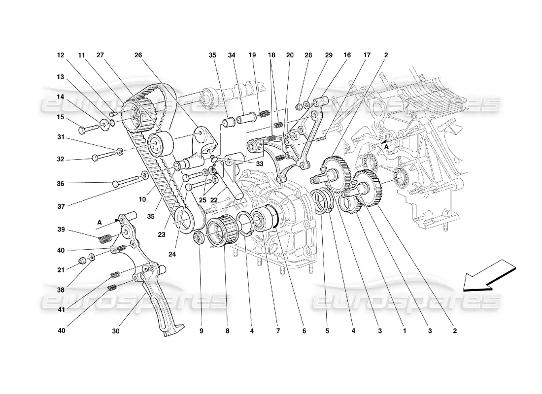 ferrari 355 (5.2 motronic) timing - controls parts diagram