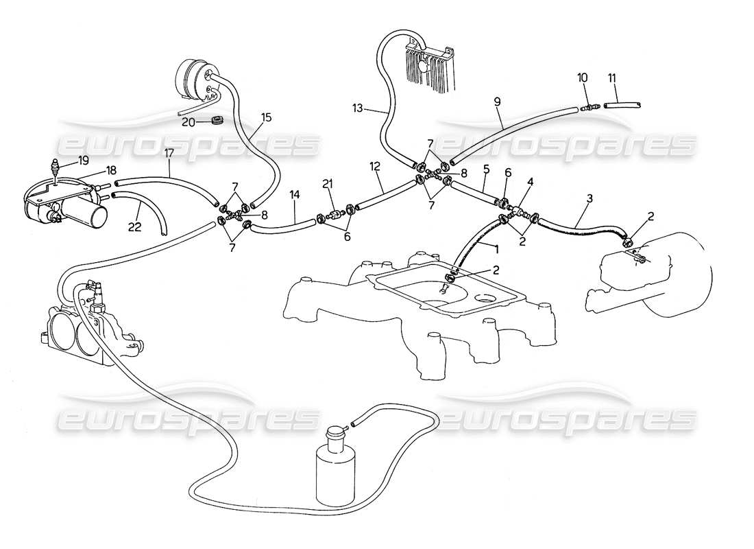 maserati biturbo spider evaporation system (lh steering with lambda feeler) part diagram