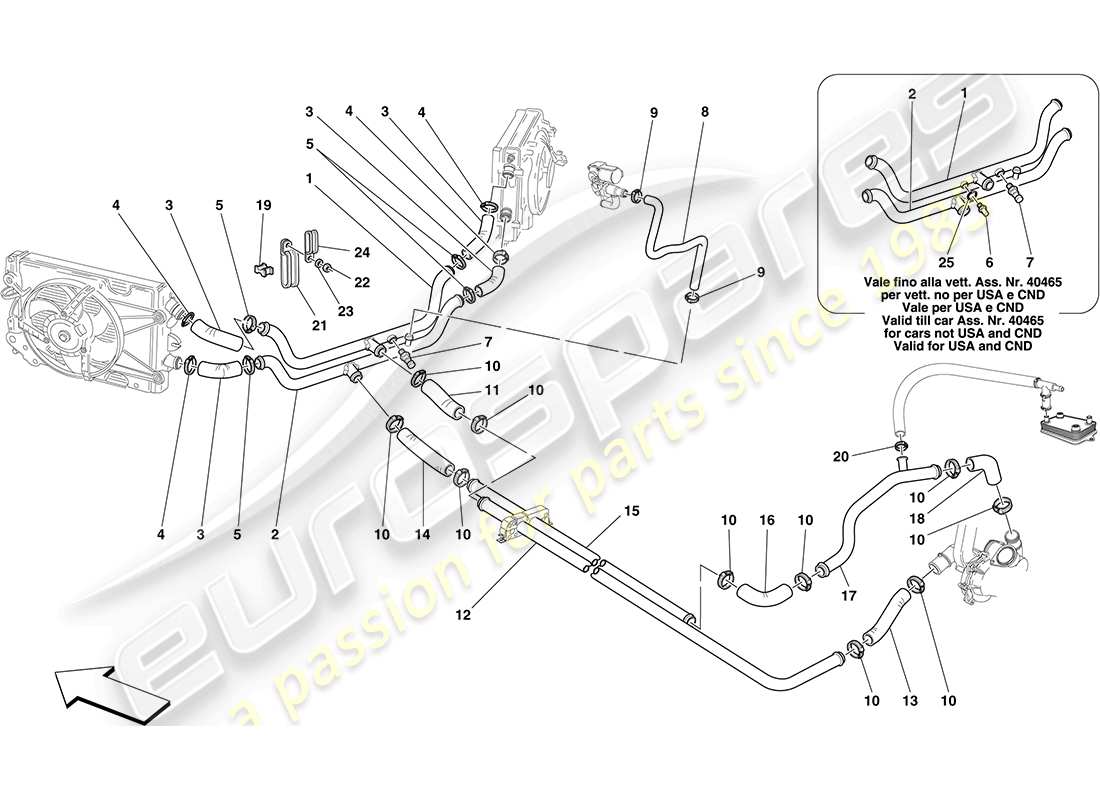 ferrari f430 coupe (rhd) cooling system part diagram