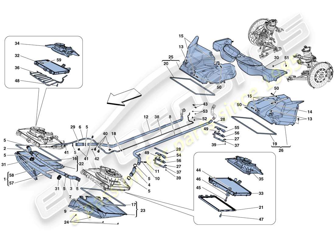 ferrari 458 speciale aperta (usa) cooling - radiators and air ducts part diagram