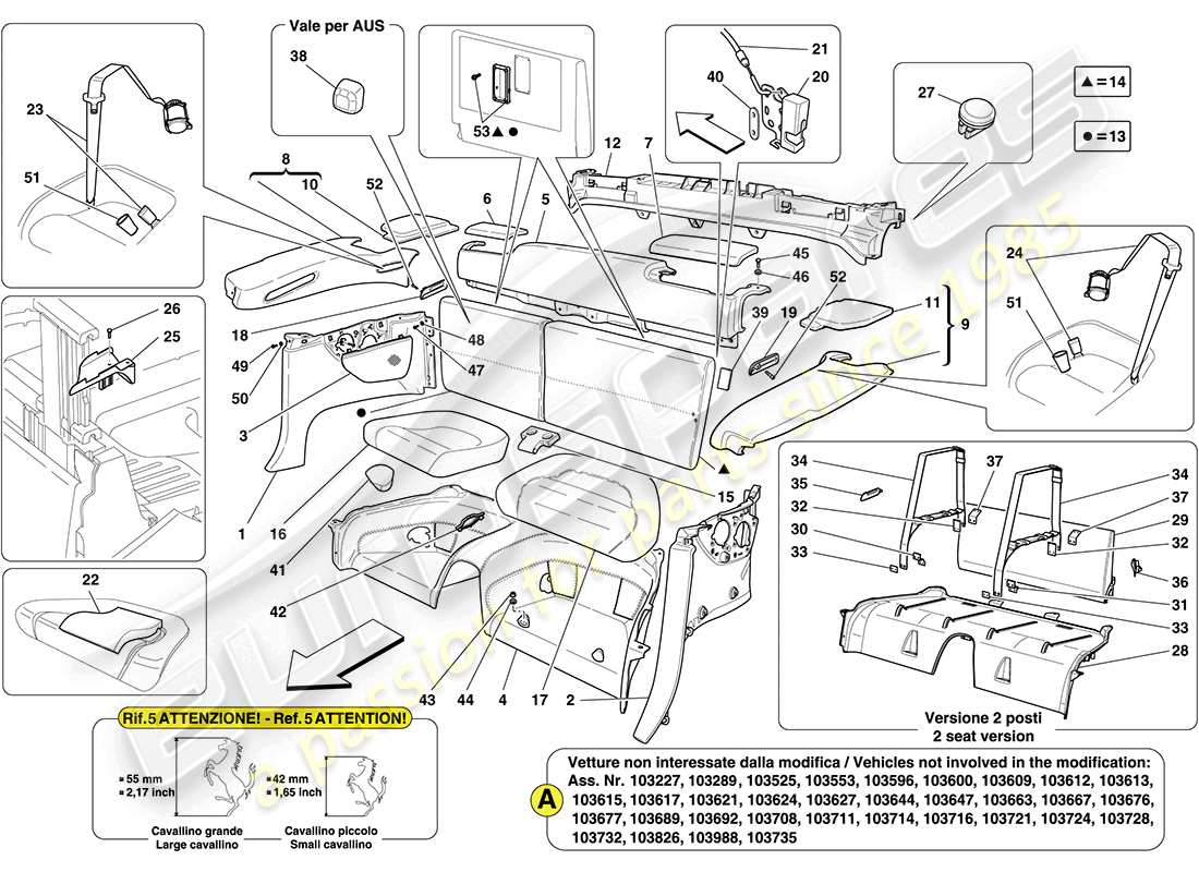 ferrari california (europe) interior trim parts diagram