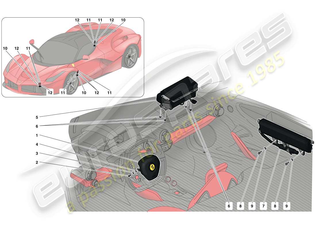 ferrari laferrari (usa) airbags part diagram