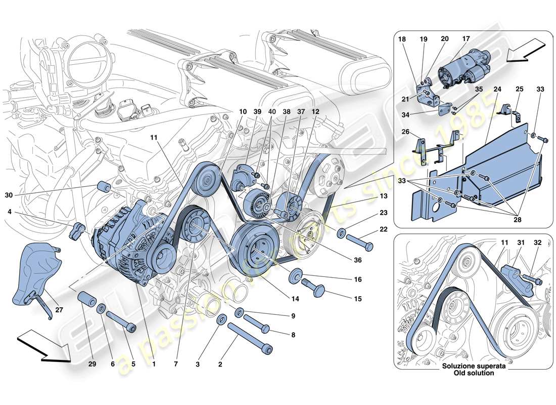 ferrari f12 berlinetta (europe) alternator - starter motor parts diagram