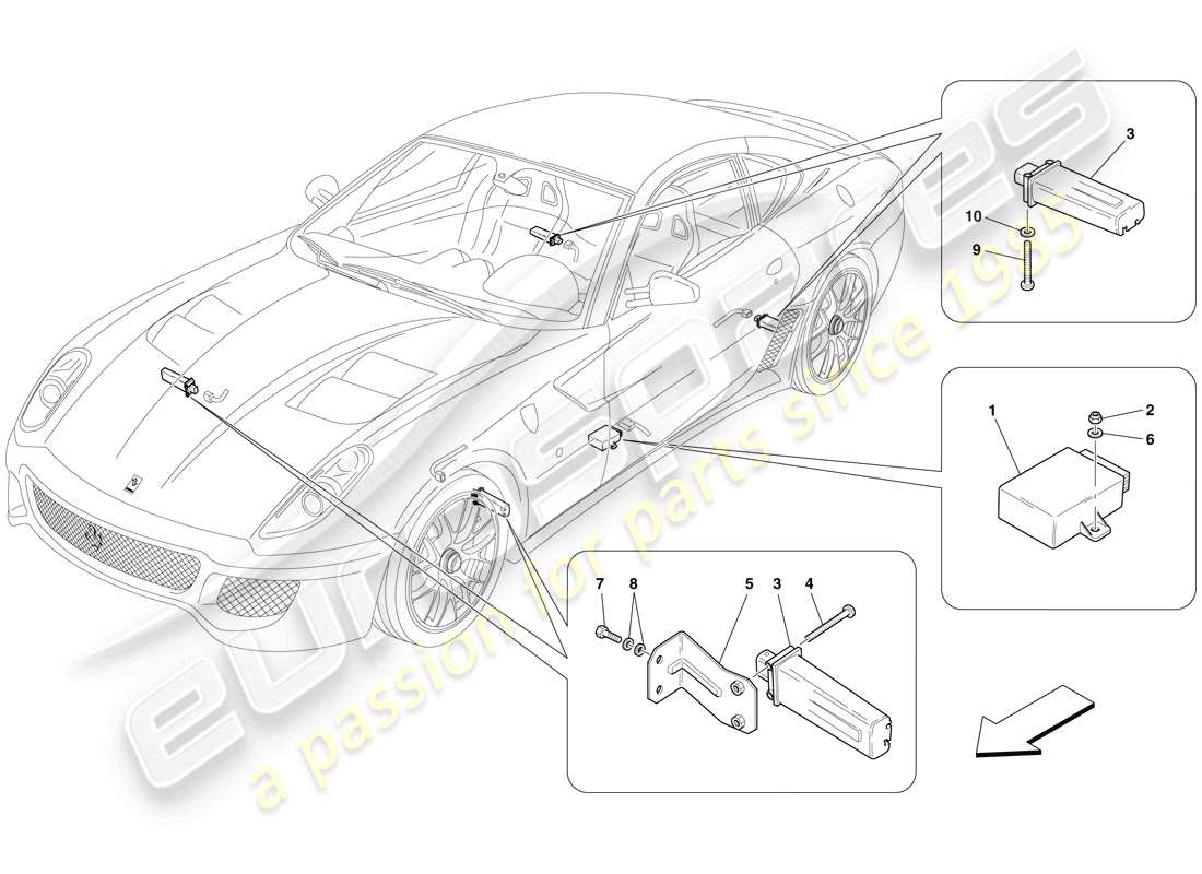 ferrari 599 gto (europe) tyre pressure monitoring system part diagram