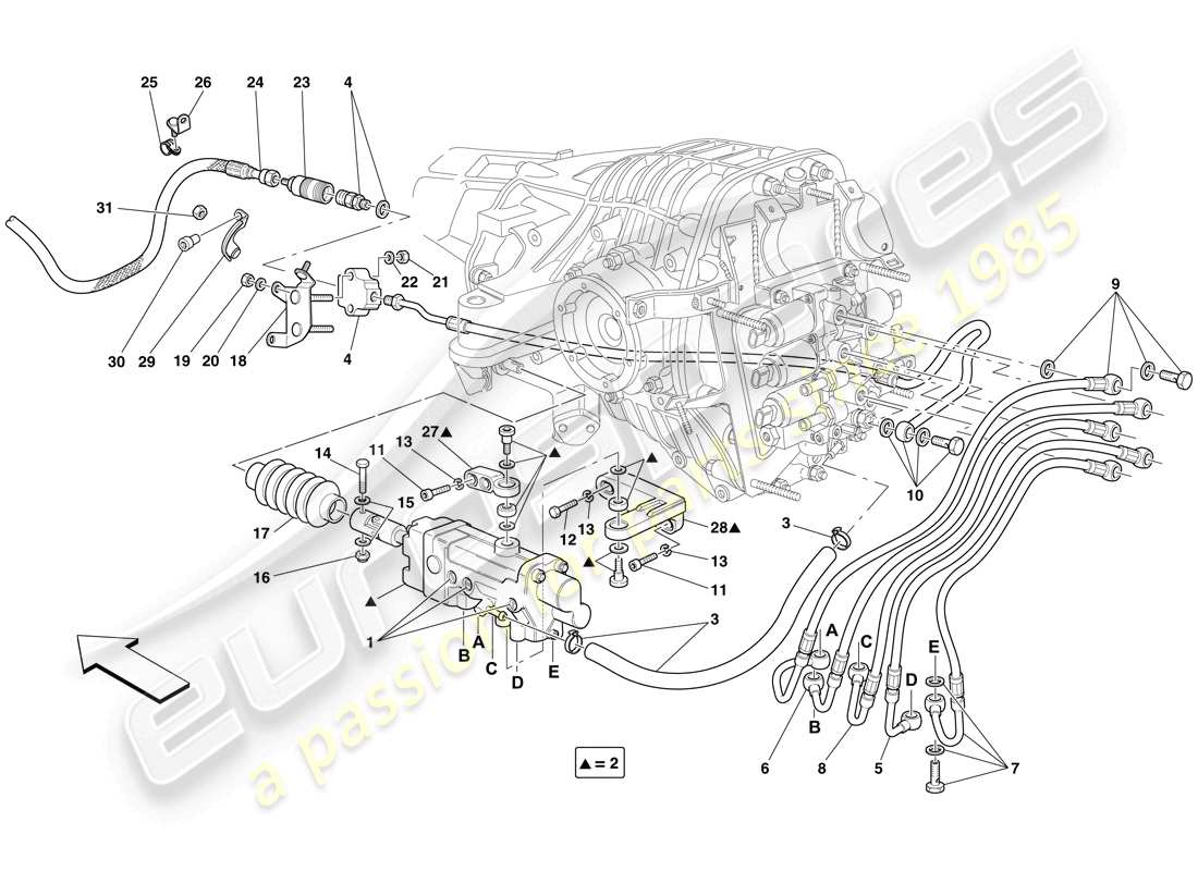 ferrari 599 sa aperta (usa) f1 clutch hydraulic control parts diagram