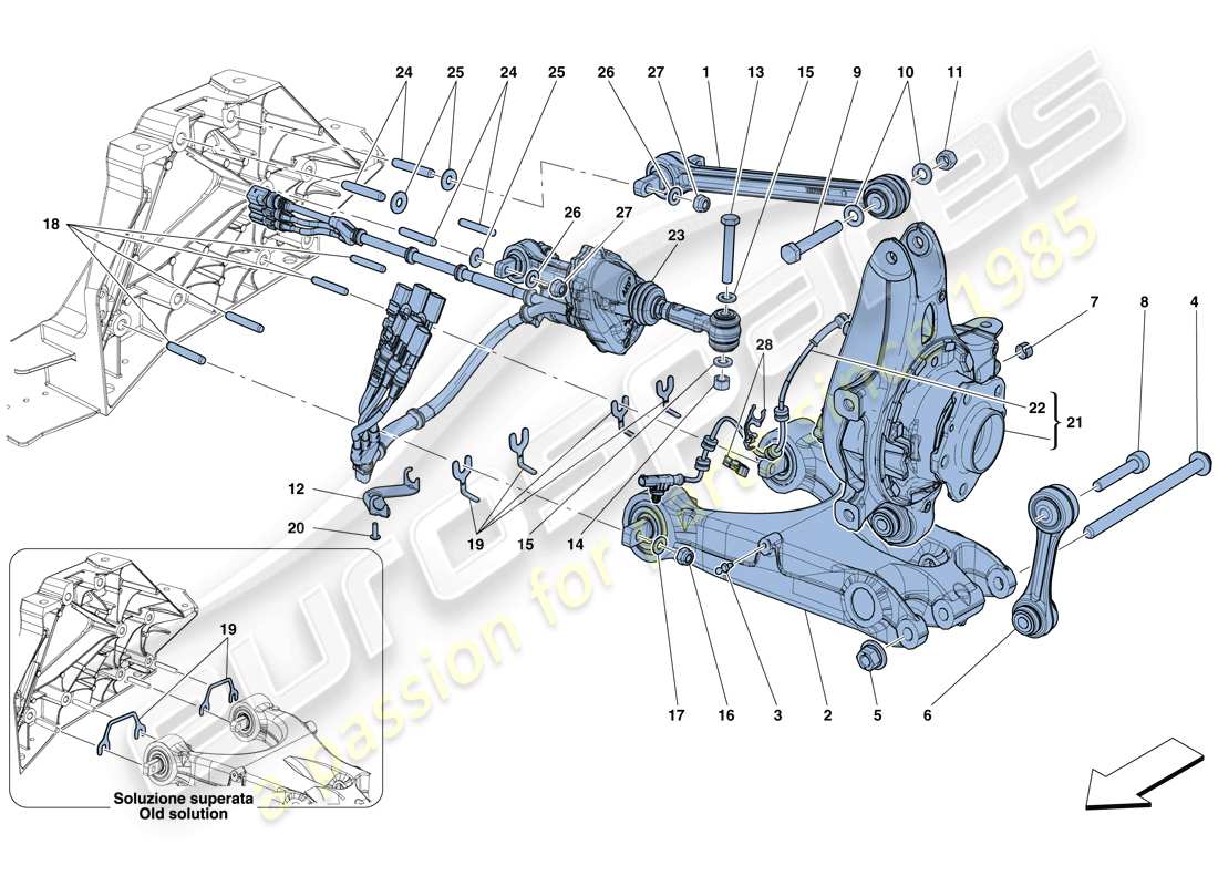 ferrari 812 superfast (usa) rear suspension - arms parts diagram