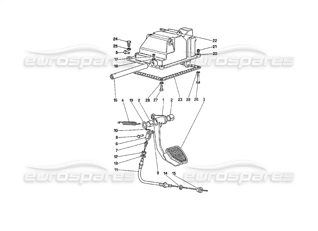 ferrari 208 turbo (1989) clutch release control (for car with antiskid system) parts diagram