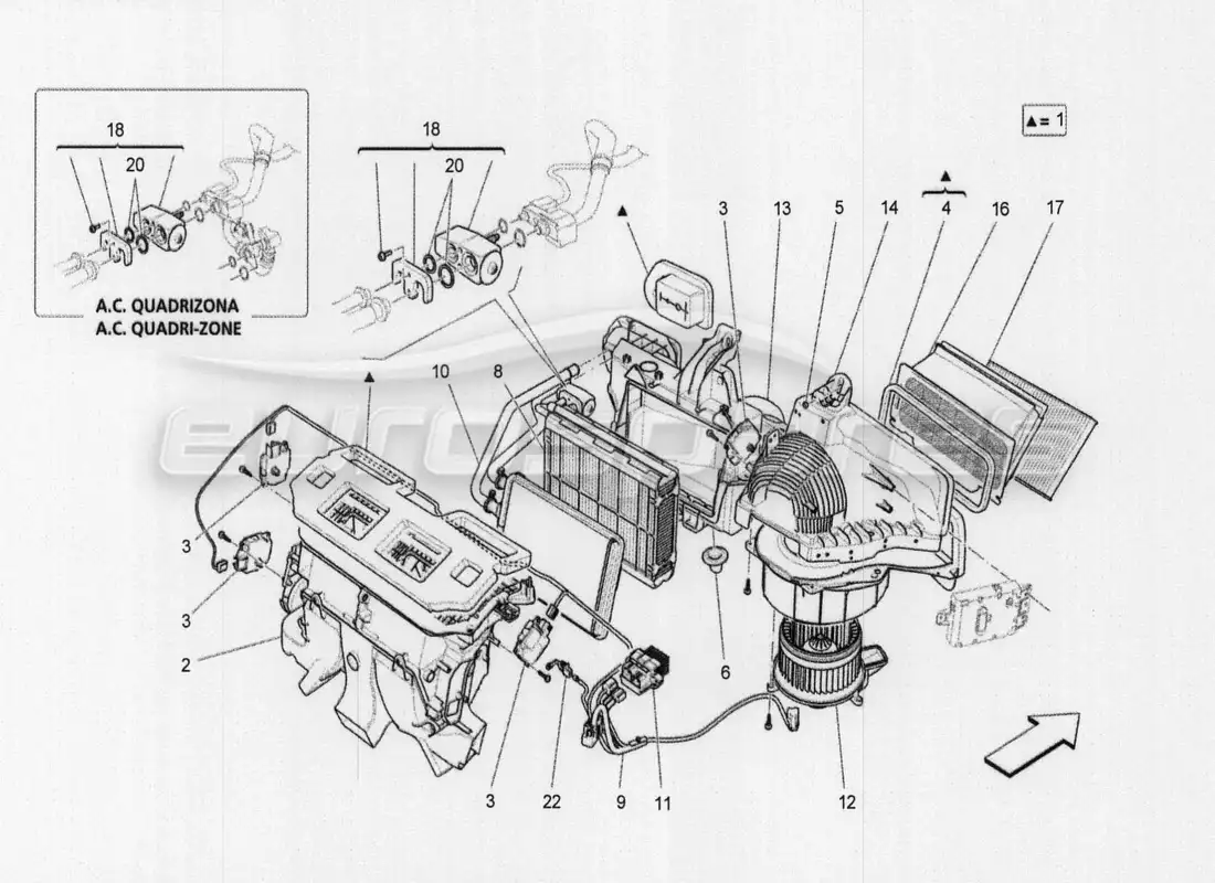 maserati qtp. v8 3.8 530bhp auto 2015 a c unit: tunnel devices part diagram