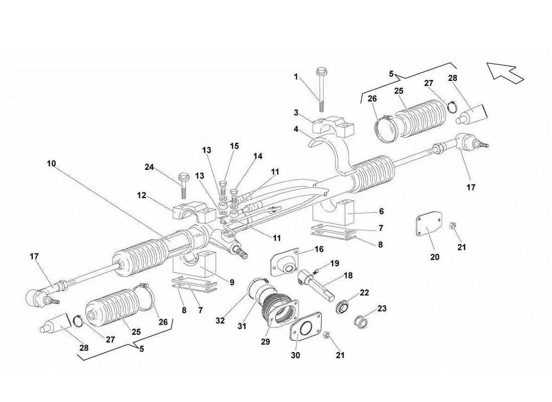 lamborghini gallardo lp560-4s update steering rack parts diagram