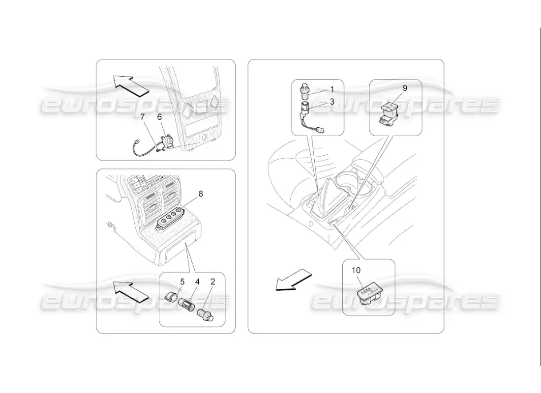 maserati qtp. (2009) 4.2 auto centre console devices parts diagram