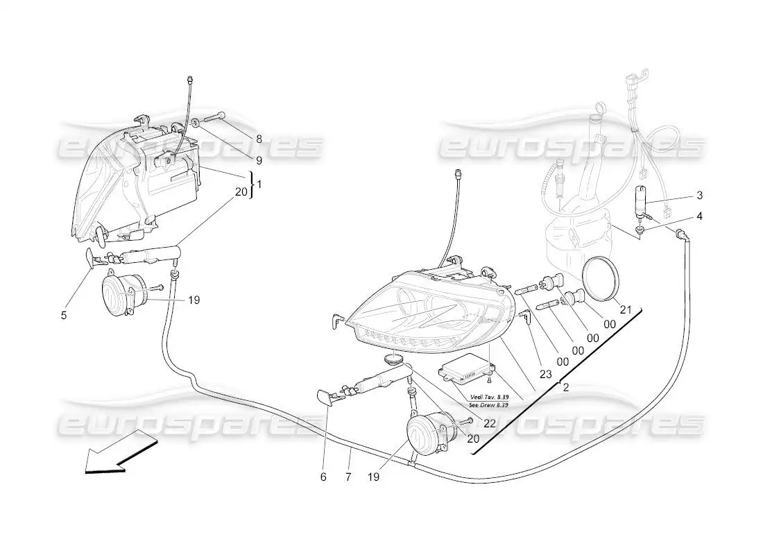 maserati qtp. (2010) 4.2 auto headlight clusters parts diagram
