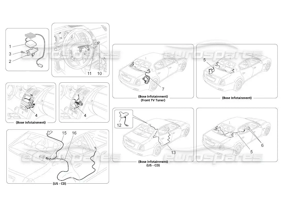 maserati qtp. (2010) 4.2 auto reception and connection system parts diagram