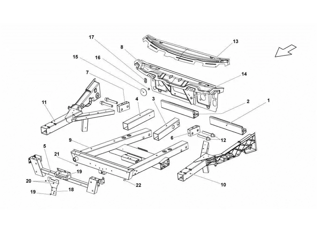lamborghini gallardo sts ii sc front frame elements parts diagram