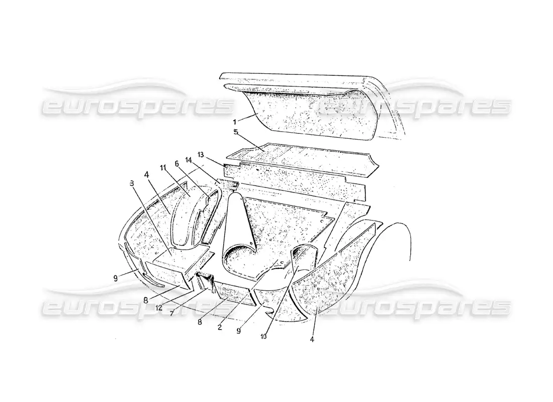 ferrari 275 (pininfarina coachwork) gruppo sportello baule - tappeti parts diagram