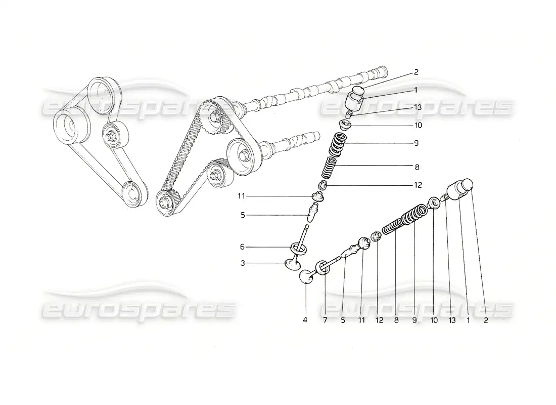ferrari 308 gt4 dino (1976) timing system - tappets parts diagram
