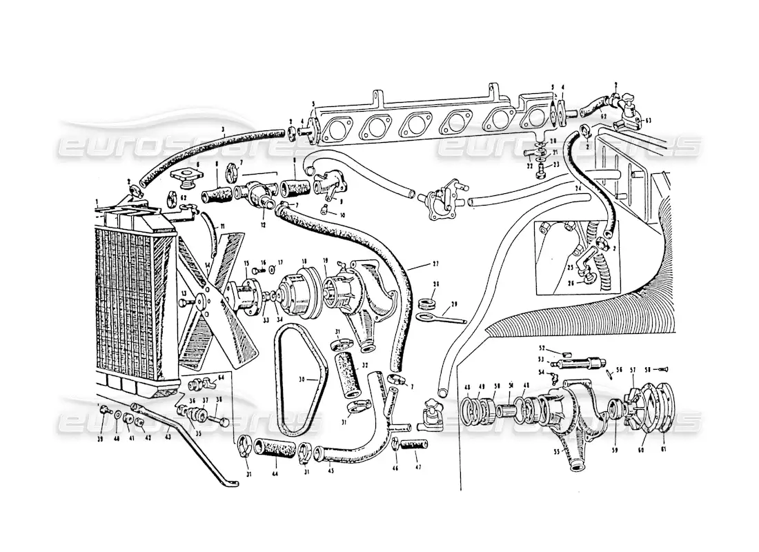 maserati 3500 gt engine cooling parts diagram