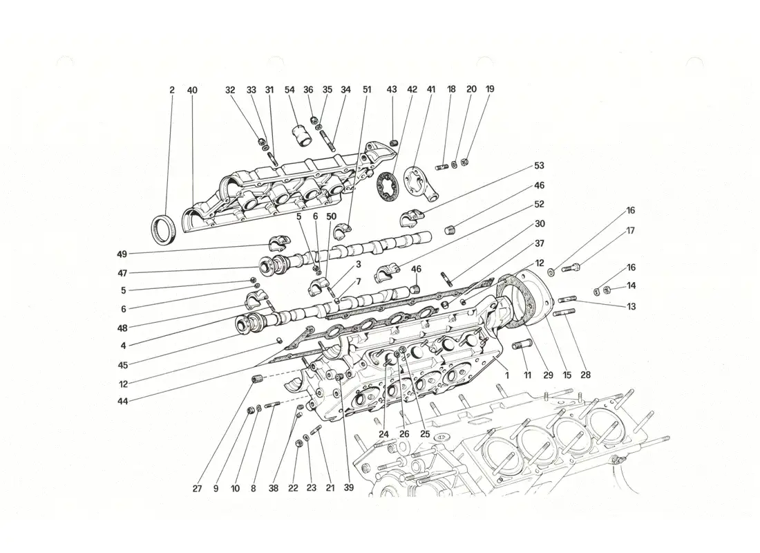 ferrari 208 gtb gts cylinder head (right) parts diagram