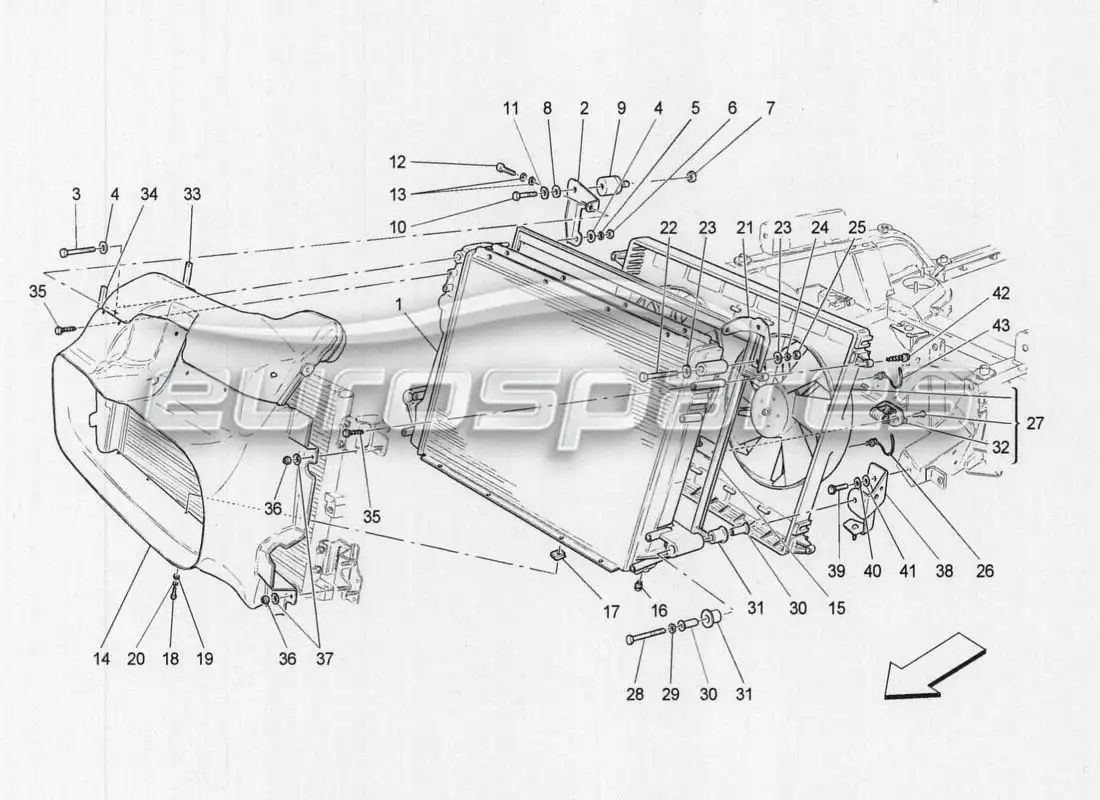 maserati grancabrio mc centenario cooling: air radiator and air conditioners parts diagram