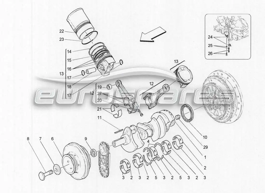 maserati grancabrio mc centenario crank parts diagram