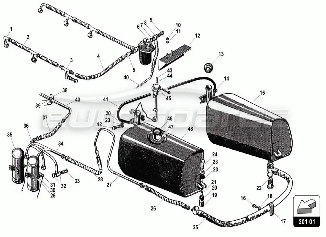 lamborghini 350 gt fuel system parts diagram