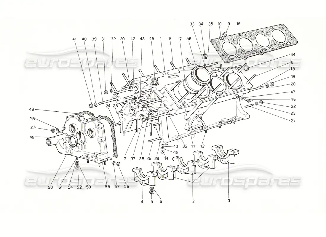 ferrari 308 gt4 dino (1976) crankcase parts diagram
