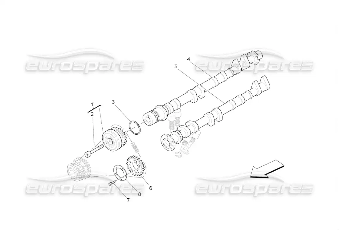 maserati qtp. (2010) 4.7 auto lh cylinder head camshafts parts diagram