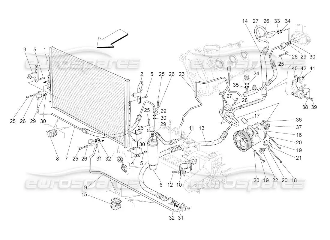 maserati qtp. (2010) 4.2 auto a c unit: engine compartment devices parts diagram