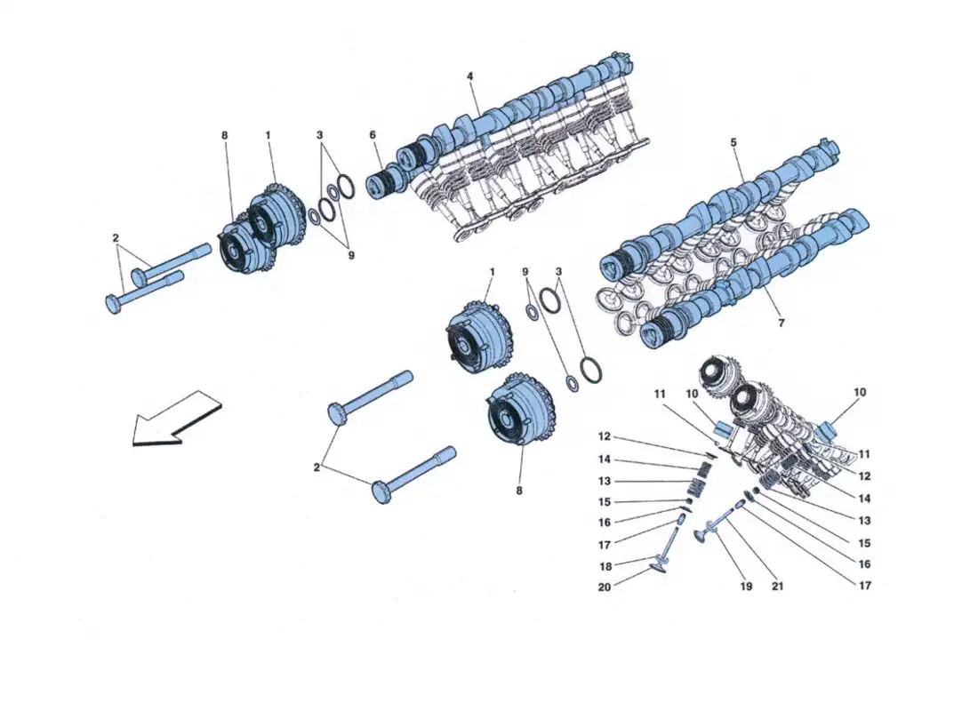 ferrari 458 challenge distribuzione - punterie parts diagram