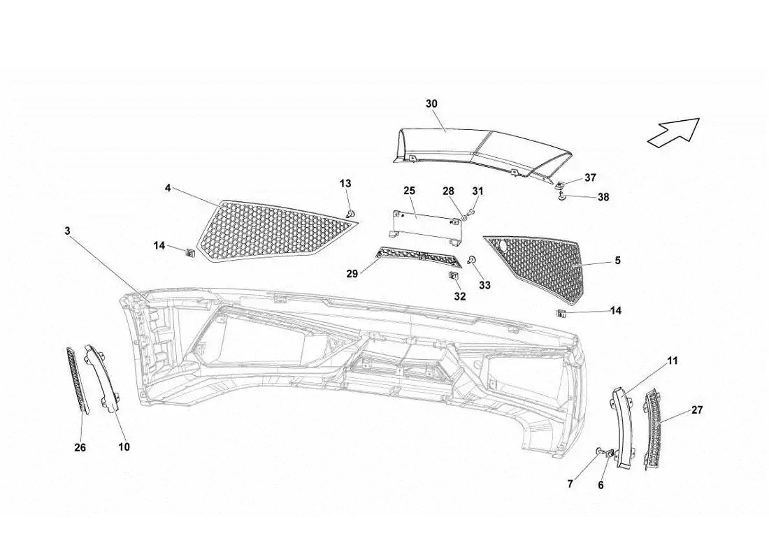 lamborghini gallardo lp570-4s perform grilles - front bumper parts diagram